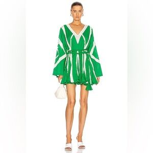RHODE Emerald and White V-Neck Mini Dress XS